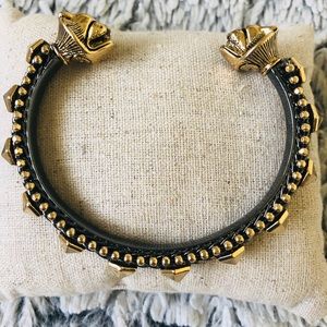 Black and Gold Spike Bracelet with animal heads
